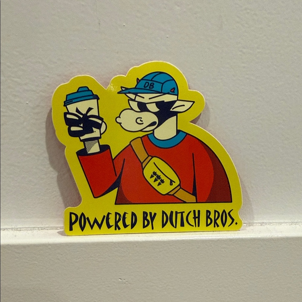 Dutch Bros Yellow cow sticker